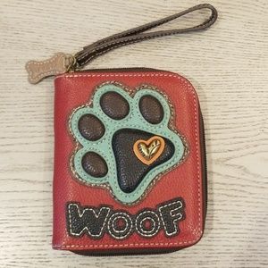 Leather Wallet - paw print theme